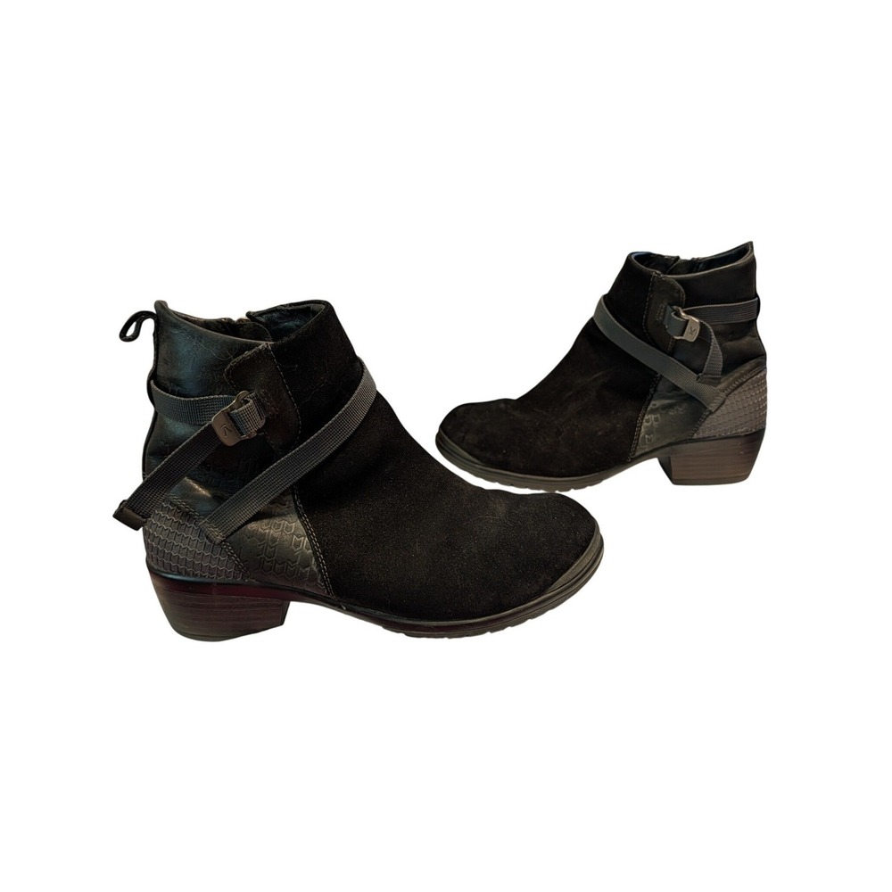 Keen Morrison Black Leather Suede Ankle Boots Womens 9.5 Side Zip 1015459